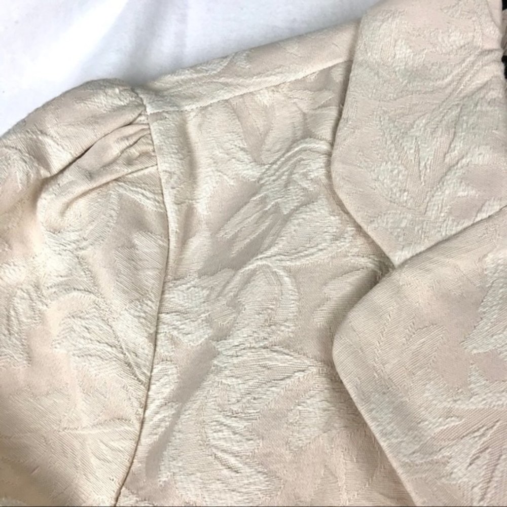 MOTHERHOOD MATERNITY SHORT SLEEVE BEIGE/PINK BROCADE CLASSIC JACKET SzS EUC - Picture 3 of 6